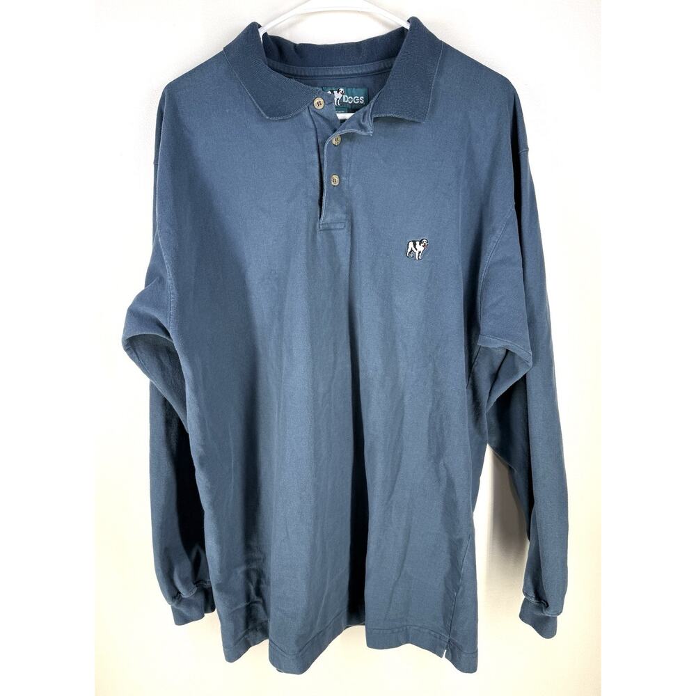 Big Dogs Vintage Long Sleeve Polo Shirt XL Collar Men’s Cotton Tee Buttons